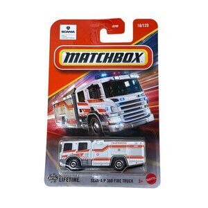 Matchbox Scania P360 Fire Truck White Orange 16/125 Diecast Emergency New